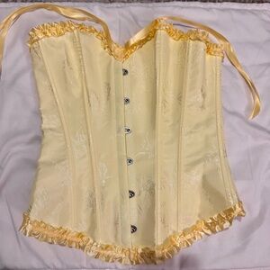 Women’s Yellow Lace Up Corset Bustier Size Small Great For Cosplay